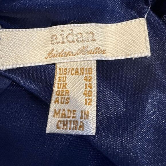 Aidan Mattox Blouson Mini Dress with Sequin Skirt Navy Blue Stretch Size 10 - Picture 8 of 15